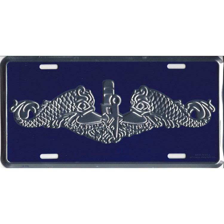 LN43 6 x 12 in. Navy Submarine Dolphin Silver License Plate