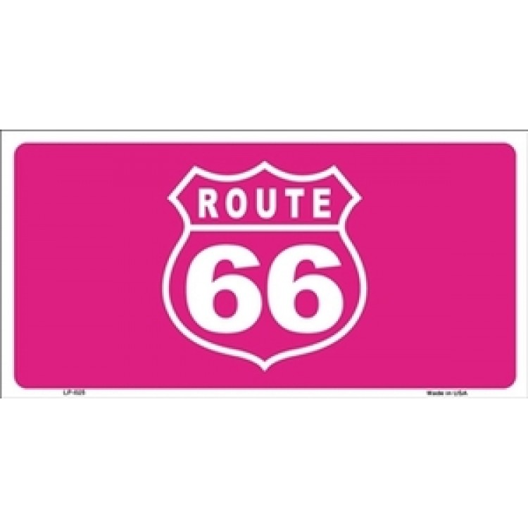 LP-025 6 x 12 in. Route 66 Hot Pink License Plate