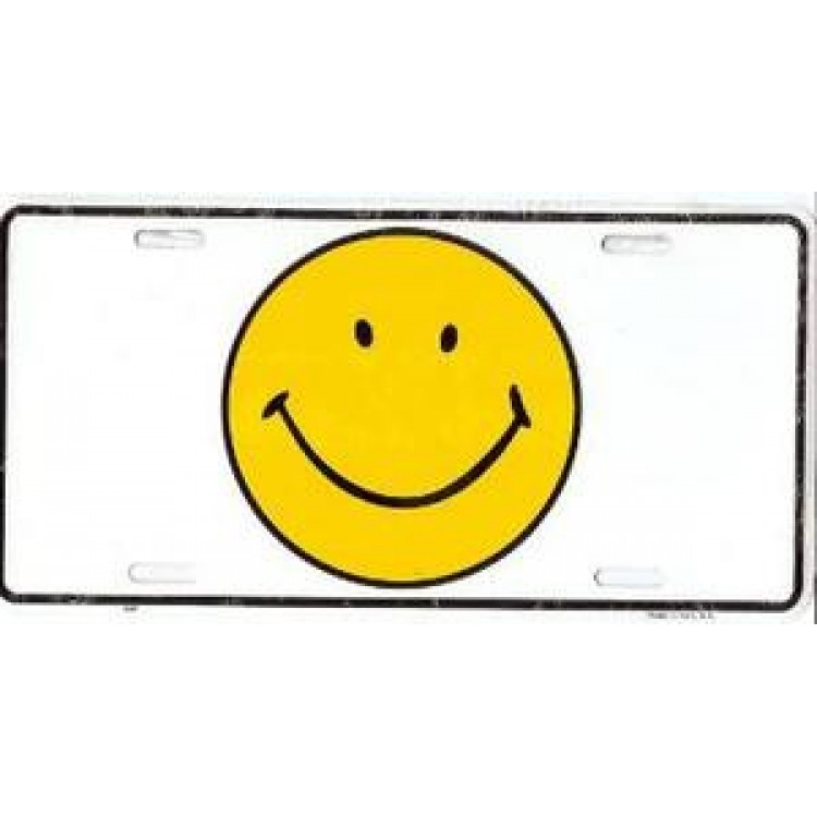 LP068 6 x 12 in. Smiley Face on White License Plate