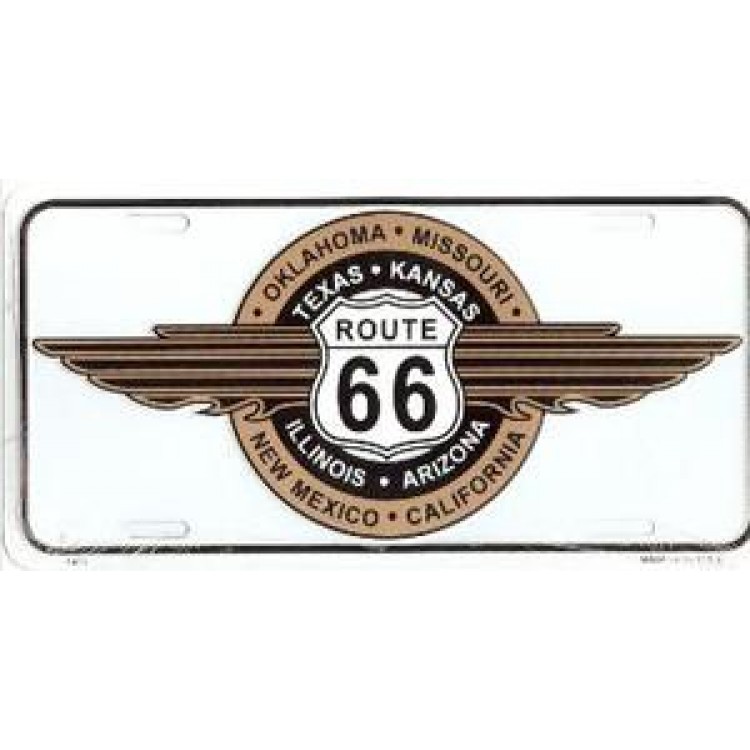 LP-1257 6 x 12 in. Route 66 8-states Wing License Plate