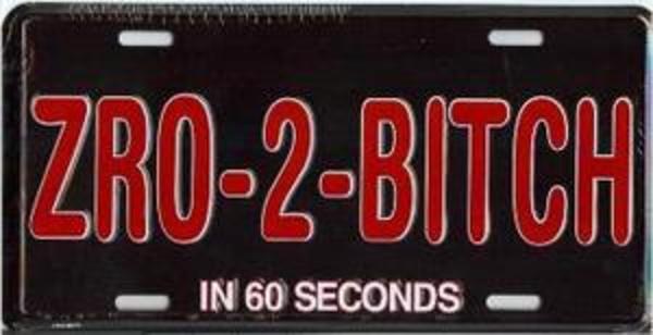 LP-1298 6 x 12 in. Zero-2 Bitch-N 60 Seconds License Plate