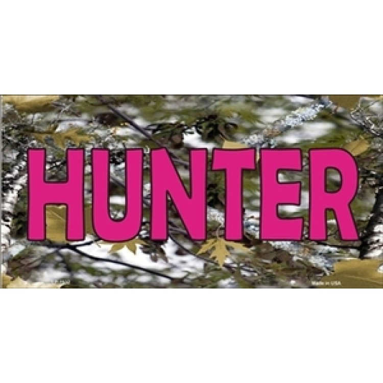 LP-1932 6 x 12 in. Camouflage Background with Pink Hunter License Plate