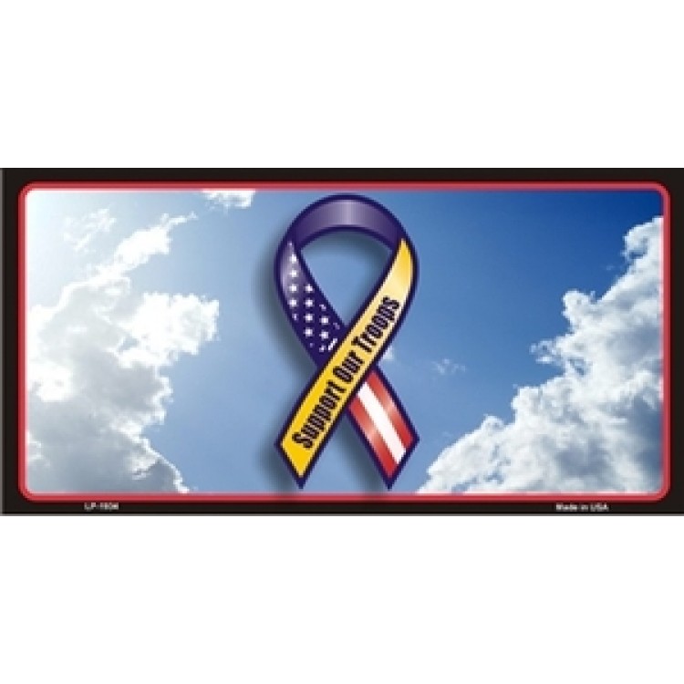 LP-1934 6 x 12 in. Support Our Troops with Clouds License Plate