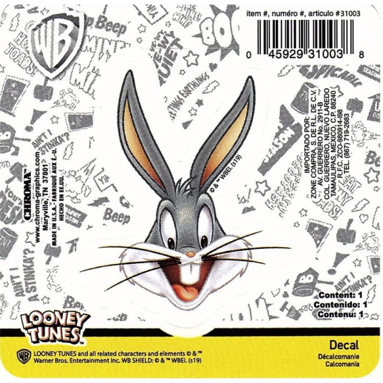 Picture of 212 Main CG31003 2 x 3.25 in. Bugs Bunny Vinyl Decal
