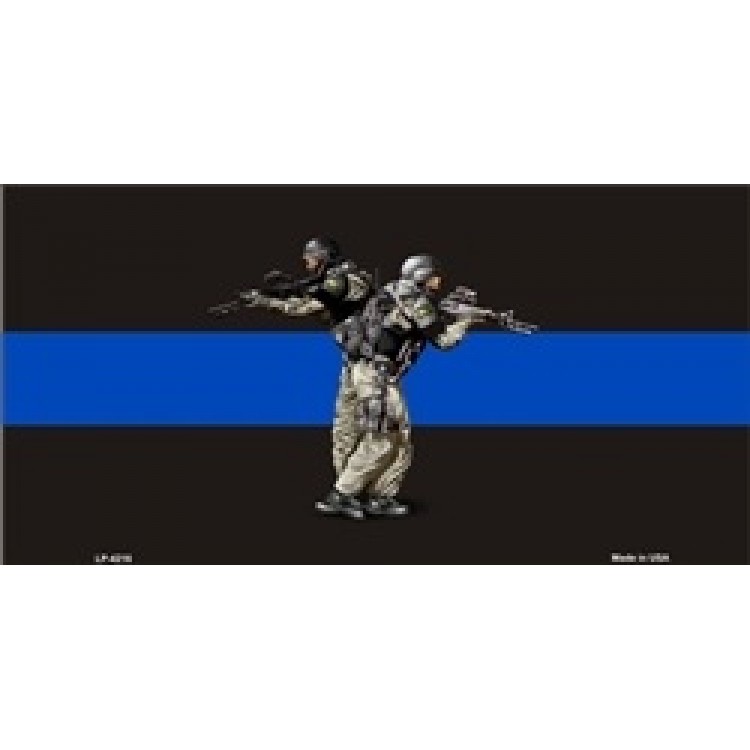 LP-4216 6 x 12 in. Blue Line Centered Swat License Plate