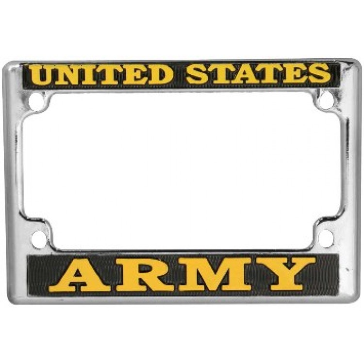 LFA01-M U.S Army Chrome Motorcycle License Plate Frame, Free Screw Caps