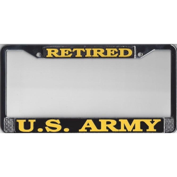 LFA02 U.S. Army Retired Chrome License Plate Frame, Free Screw Caps