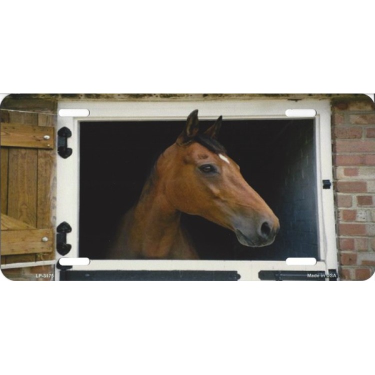 LP-3175 6 x 12 in. Horse in Stable License Plate