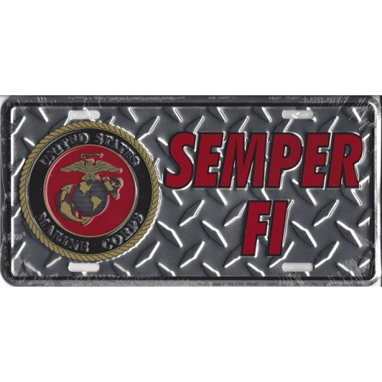 SLM3 6 x 12 in. Officially Licensed Semper Fi Diamond License Plate