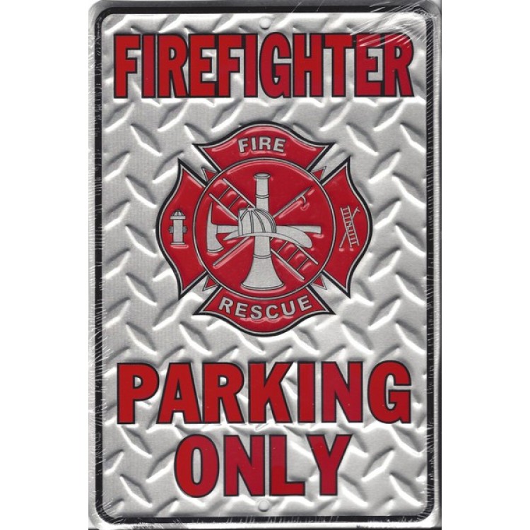 SP80010 8 x 11 in. Firefighter Diamond Plate Parking Sign