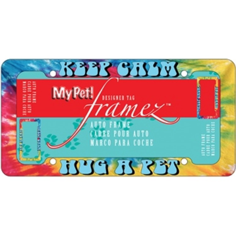 CG42503 6 x 12 in. Keep Calm Hug a Pet Plastic License Plate Frame