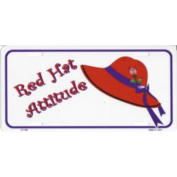 LP-438 6 x 12 in. Red Hat Attitude License Plate