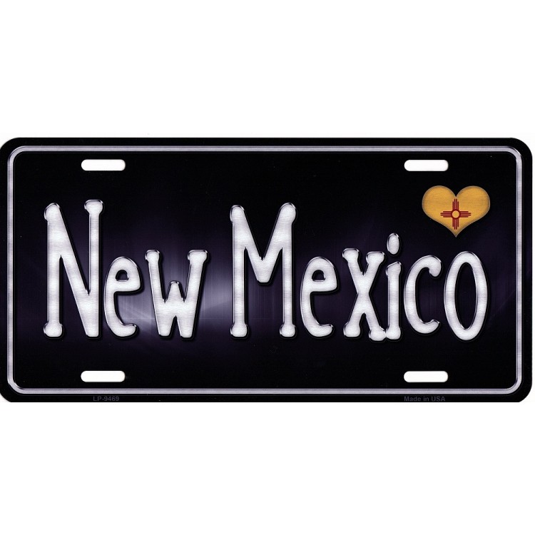 LP-9469 6 x 12 in. New Mexico Flag Script Metal License Plate