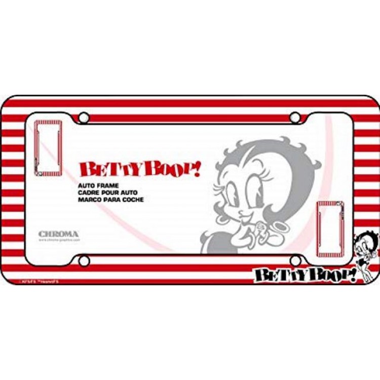 CG42562 Betty Boop Red Stripes Plastic License Plate Frame