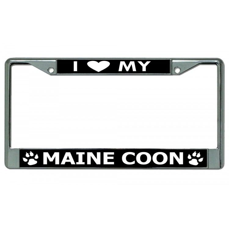 LPO3692 6 x 12 in. I Love My Maine Coon Cat Chrome License Plate Frame