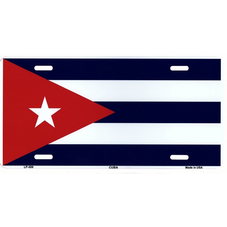 LP-509 6 x 12 in. Cuba Flag Metal License Plate