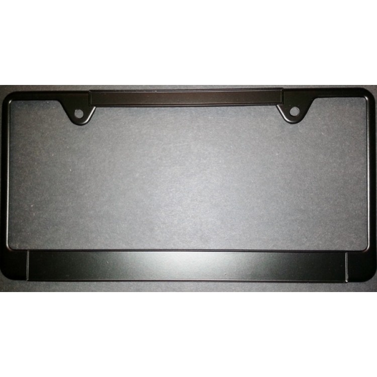 FSSI-104B Zinc Alloy Black Thin Top Double Panel License Plate Frame