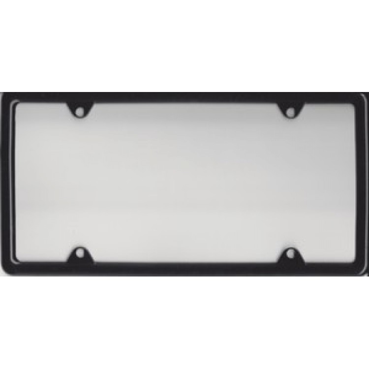 FSSI600BLCK Plain Black Metal License Plate Frame Kit, Free Screw Caps
