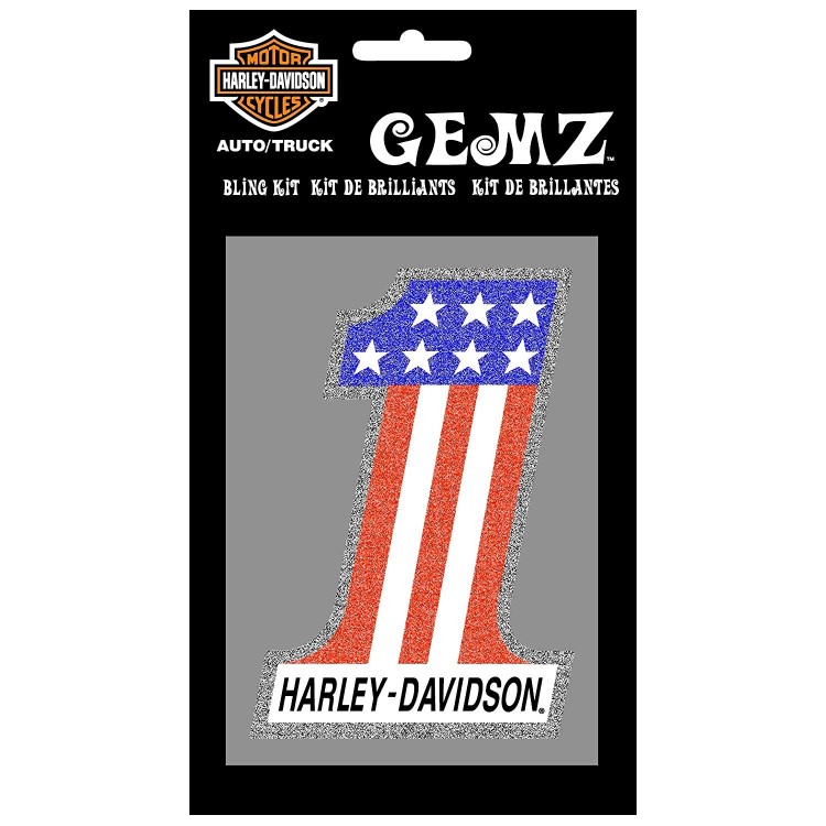 Picture of 212 Main CG43001 3 x 2 in. Harley-Davidson No.1 American Flag Bling Decal