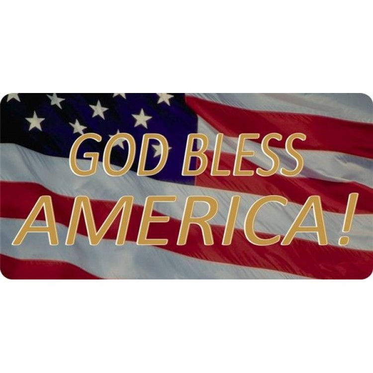 LPO1123 0.03 in. Thick God Bless America Photo License Plate