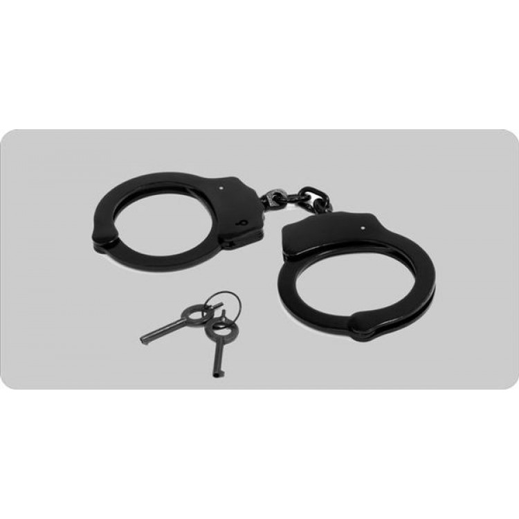 LPO1129 Handcuffs Centered Photo License Plate