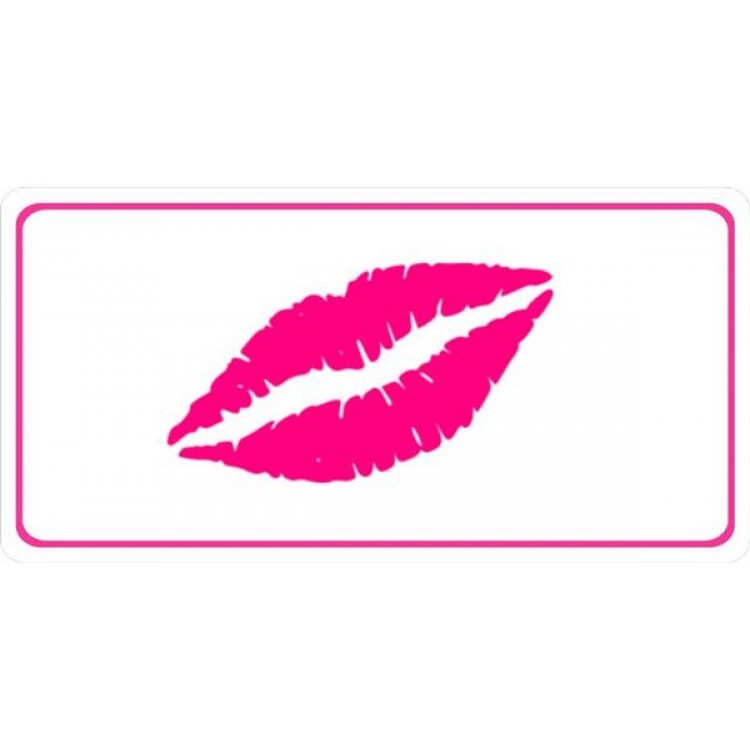 Pink Lips Photo License Plate - Pink - Full Size - Lightweight Aluminum
