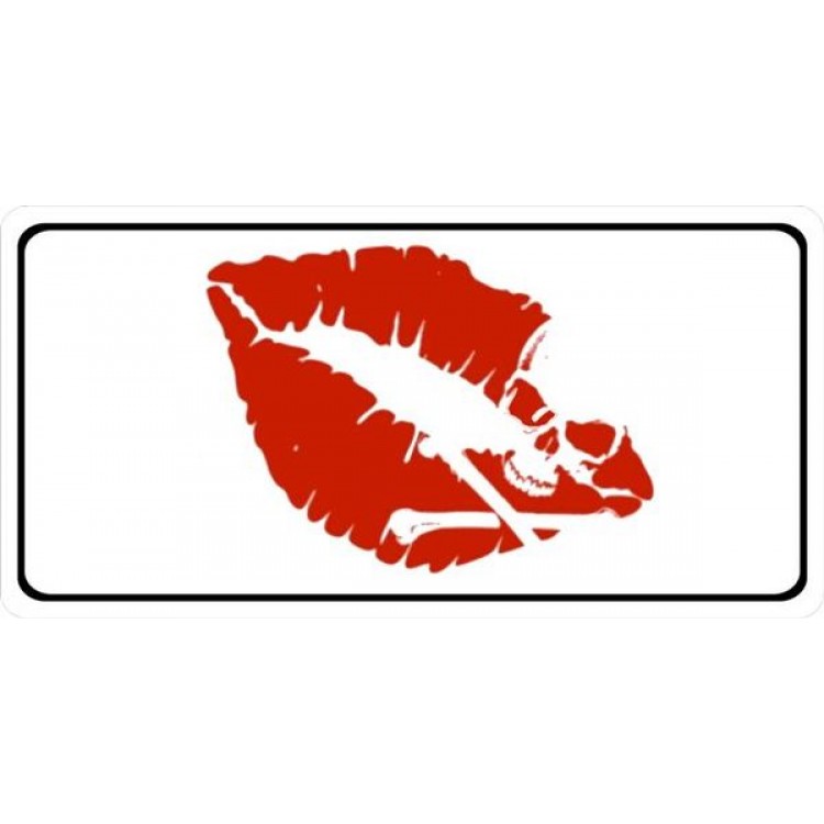 LPO1144 Red Lips with Skull Photo License Plate