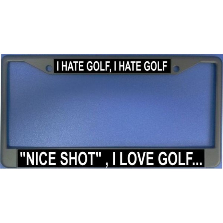 LPO1182 I Hate Golf Photo License Plate Frame, Free Screw Caps