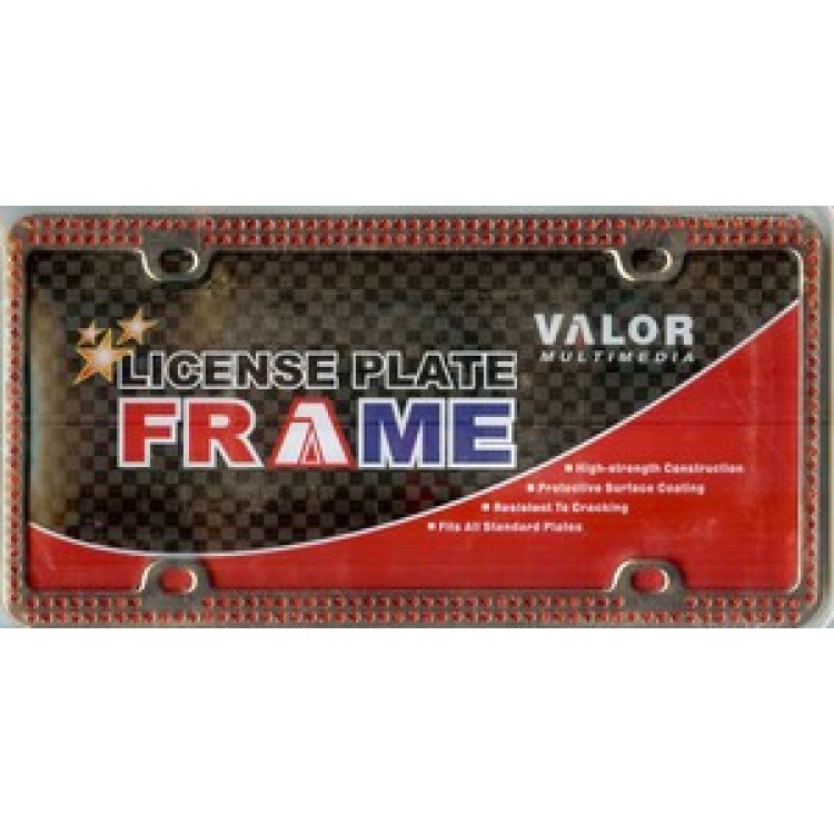 LPF2B006 Chrome Coating Metal Double Row Red Diamond License Plate Frame