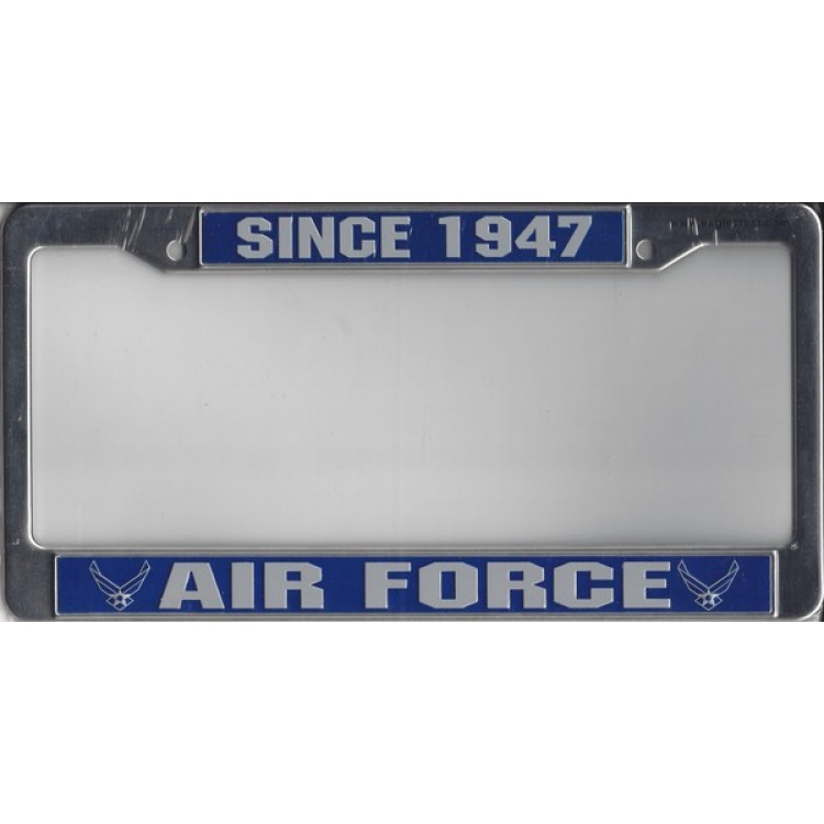 Picture of 212 Main 25001EC 6 x 12 in. Air Force Since 1947 Chrome License Plate Frame, Free Screw Caps