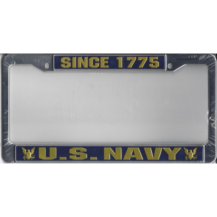 Picture of 212 Main 25009EC 6 x 12 in. U.S. Navy Since 1775 Chrome License Plate Frame, Free Screw Caps