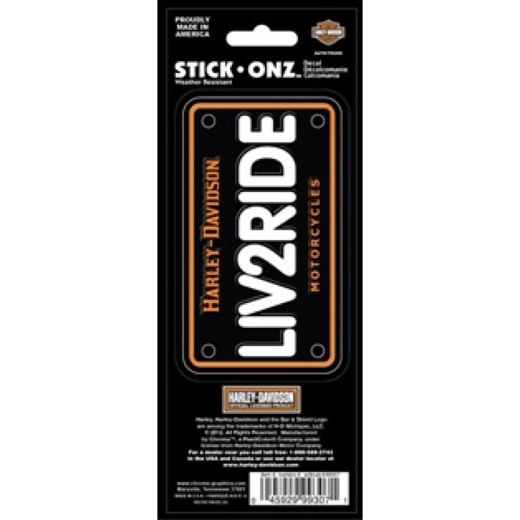 Picture of 212 Main C99307 4.75 x 2.75 in. Harley-Davidson Live 2 Ride Tag Look Stick Onz Decal