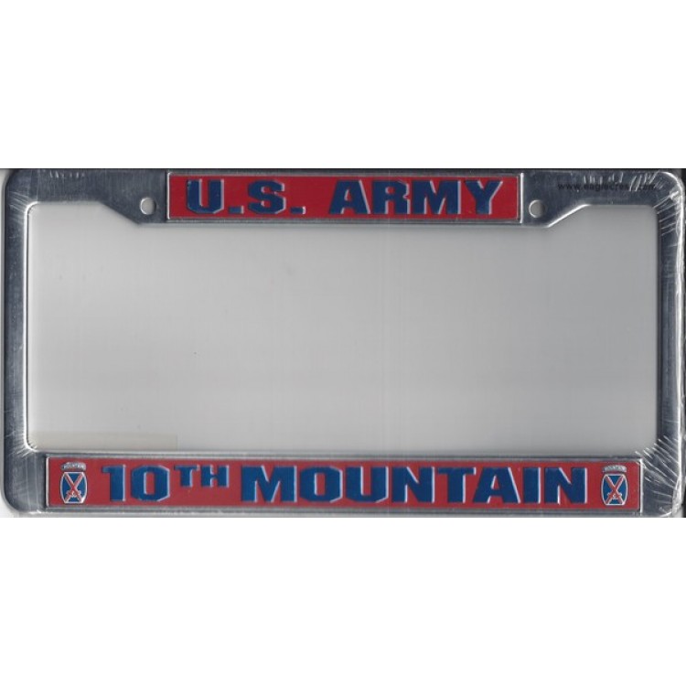 Picture of 212 Main 25033EC U.S. Army 10th Mountain Chrome License Plate Frame, Free Screw Caps