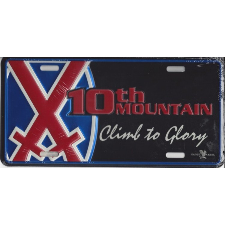 Picture of 212 Main 26036EC 6 x 12 in. 10th Mountain Climb to Glory Metal License Plate