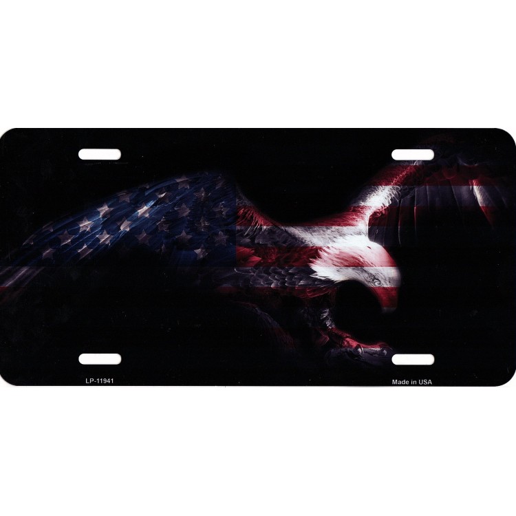 LP-11941 6 x 12 in. Eagle American Flag Metal License Plate