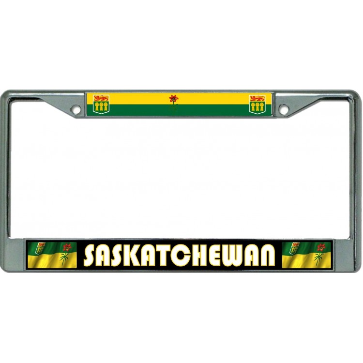 LPO4638 6 x 12 in. Saskatchewan Flag Chrome License Plate Frame