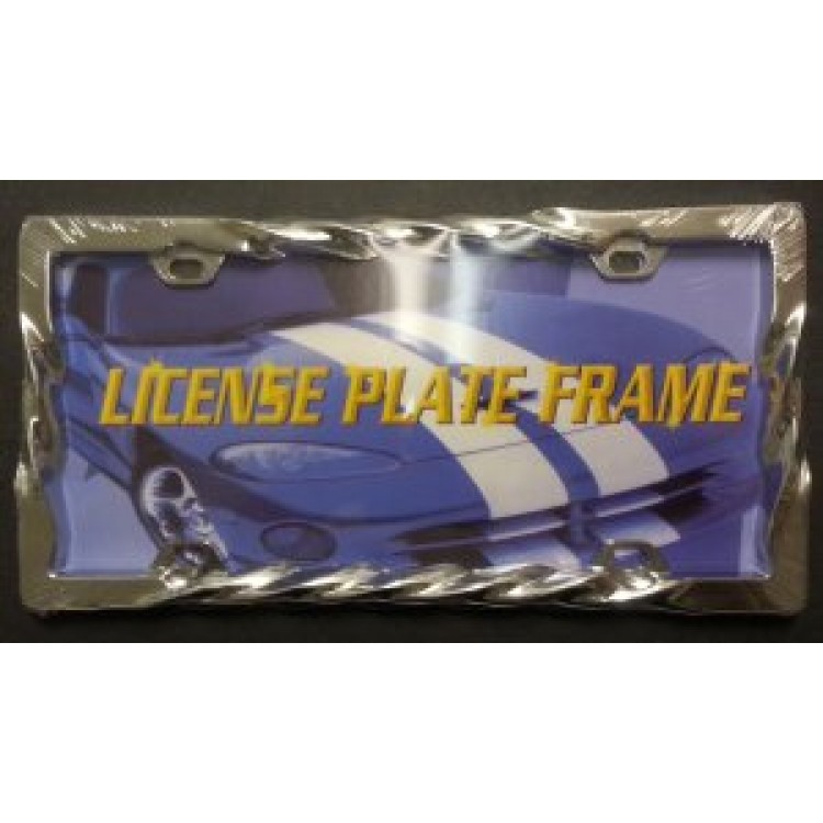 DF122C 6 x 12 in. Chrome Twist Metal License Plate Frame