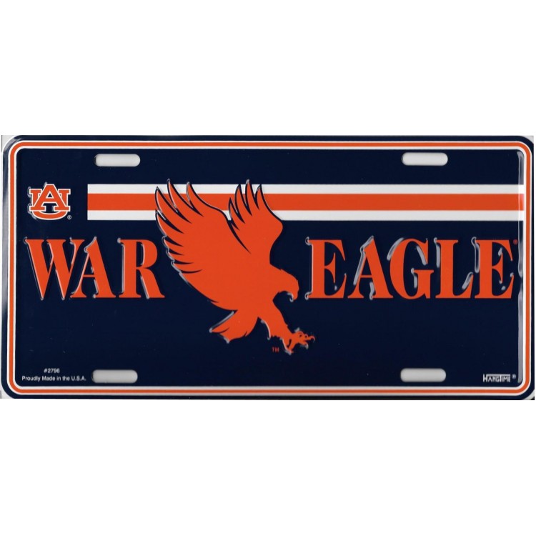 HT2796 6 x 12 in. Auburn Tigers War Eagle Metal License Plate