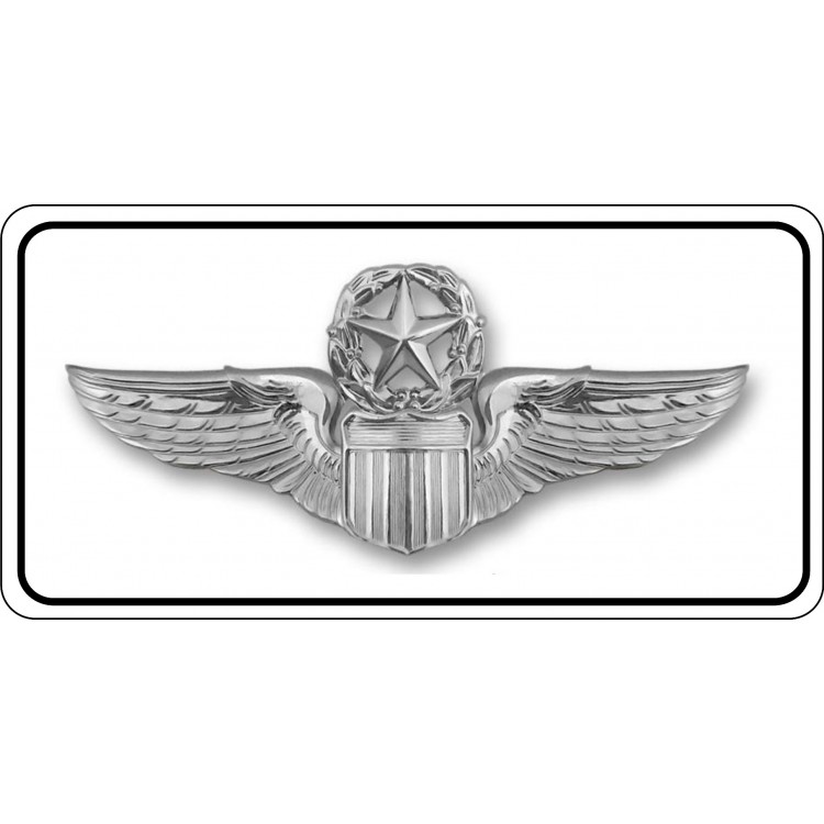 Air Force Command Pilot Chrome Insignia License Plate - Chrome - 6 x 12 in. - Durable Aluminum