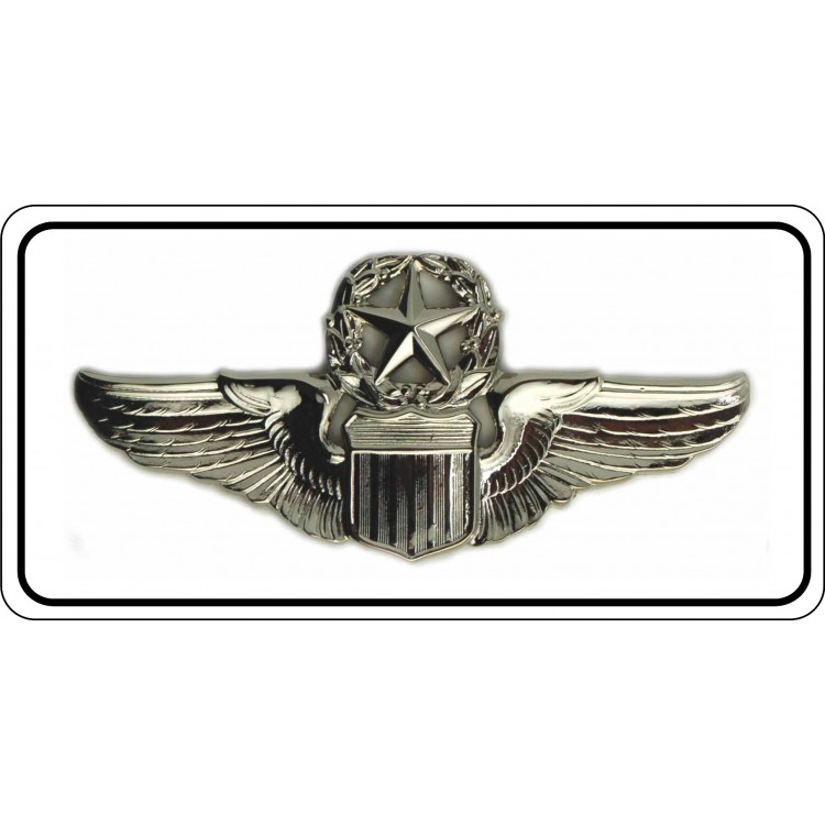 LPO4665 6 x 12 in. Air Force Command Pilot Chrome Insignia No.2 Photo License Plate