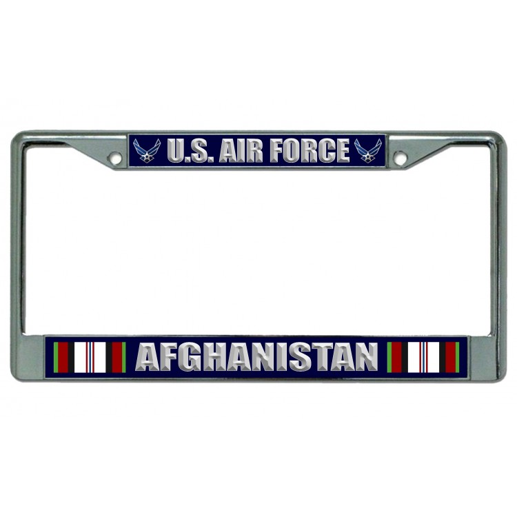 LPO4680 6 x 12 in. U.S. Air Force Afghanistan Chrome License Plate Frame