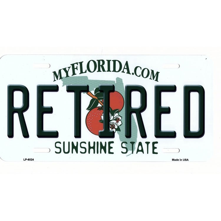 LP-6024 6 x 12 in. Florida Retired Metal License Plate