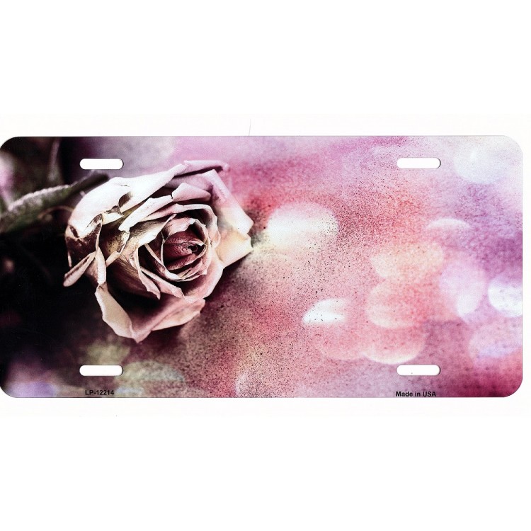 LP-12214 6 x 12 in. Watercolor Faded Rose Metal License Plate
