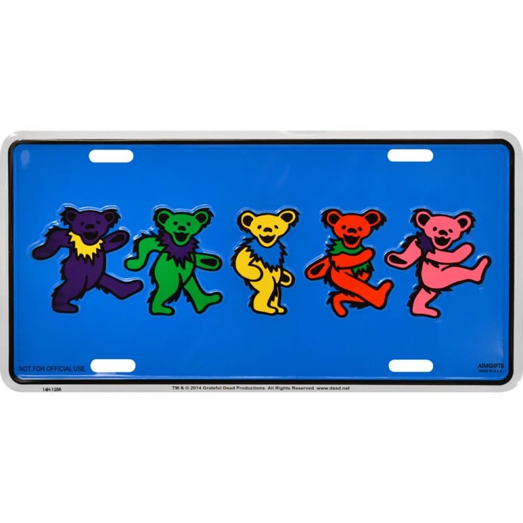 GD8301 6 x 12 in. Grateful Dead Dancing Bears Metal License Plate