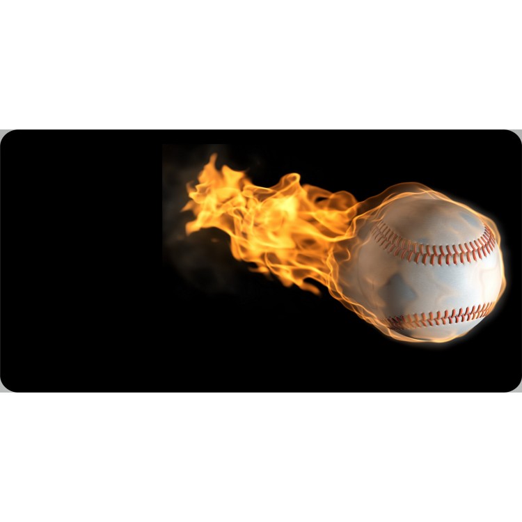 LPO6350 Baseball on Fire Offset Photo License Plate
