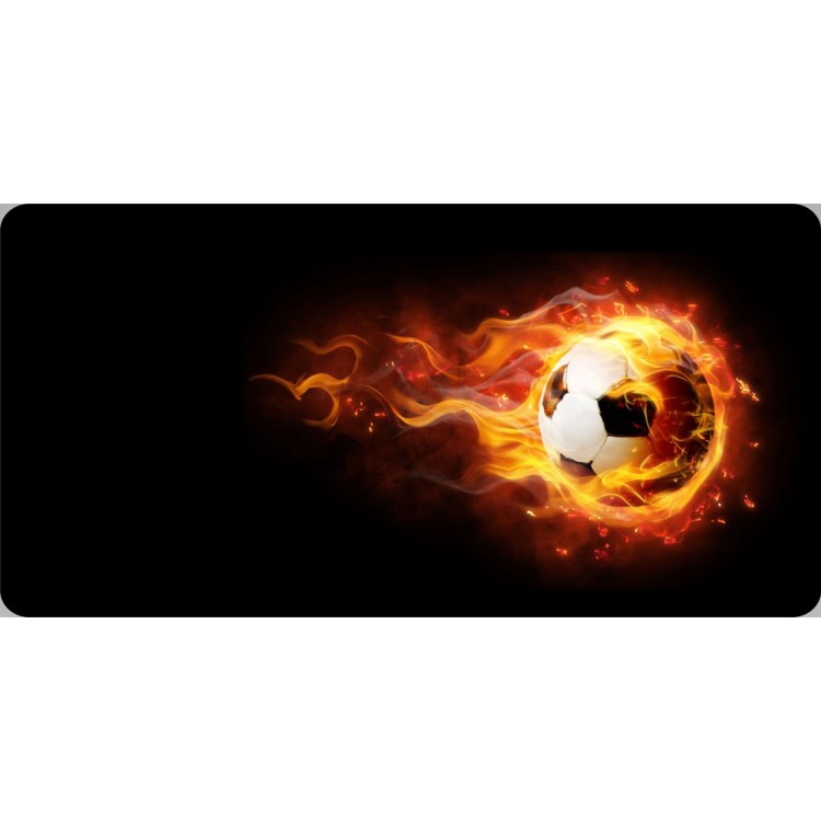 LPO6356 Soccer Ball on Fire Offset Photo License Plate