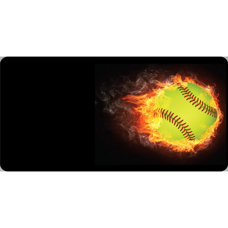 LPO6358 Softball on Fire Offset Photo License Plate