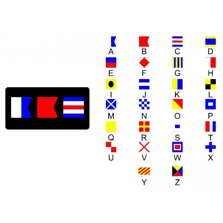 LPO6380 Nautical Three Flags on Black Photo License Plate