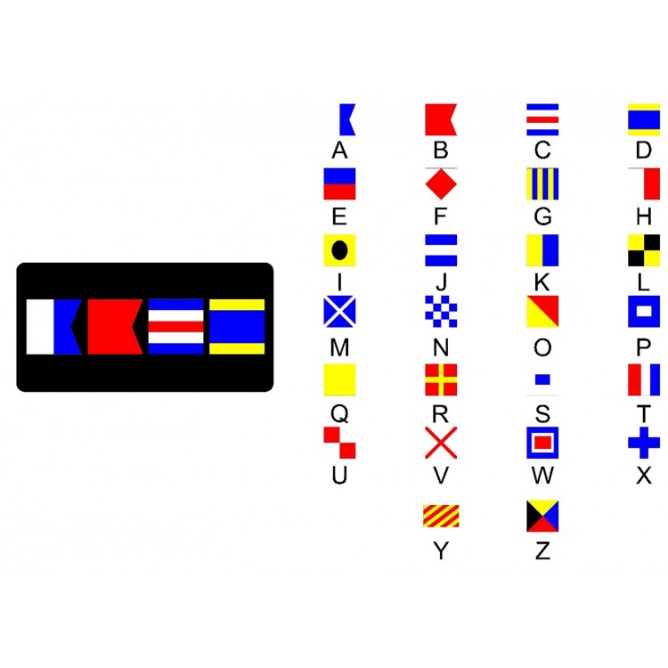 Nautical Four Flags on Black Photo License Plate