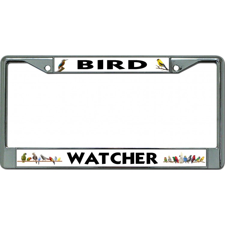 LPO6318 6 x 12 in. Bird Watcher Chrome License Plate Frame